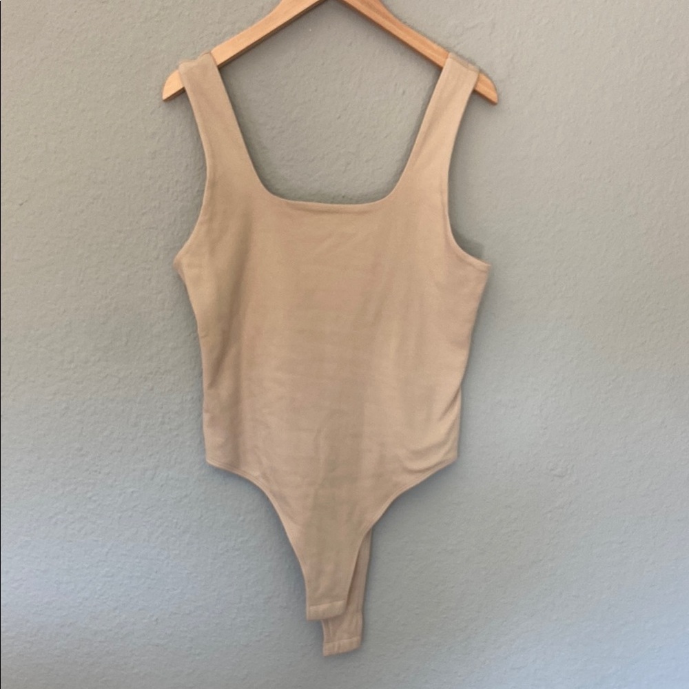 a new day Tan Bodysuit with Scoop Neckline and High-Cut Leg